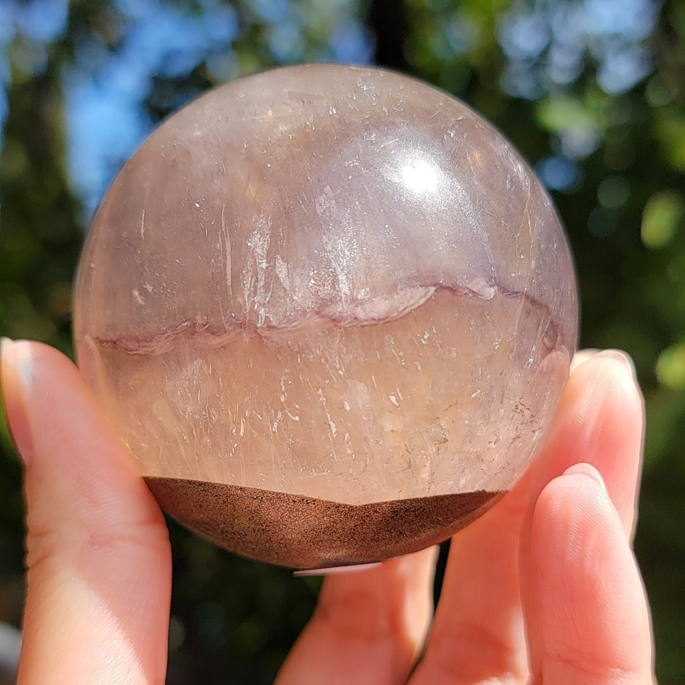 NEW 64MM - 433G FLUORITE, MICA & PYRITE SPHERE